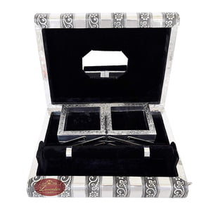 Premium Jewellery Box Box 4 Tray & 1 Roll - Antique Look Black Velvet